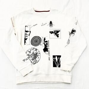 Denim & Flower White Sweatshirt Graphic Insects Sweater Size Medium